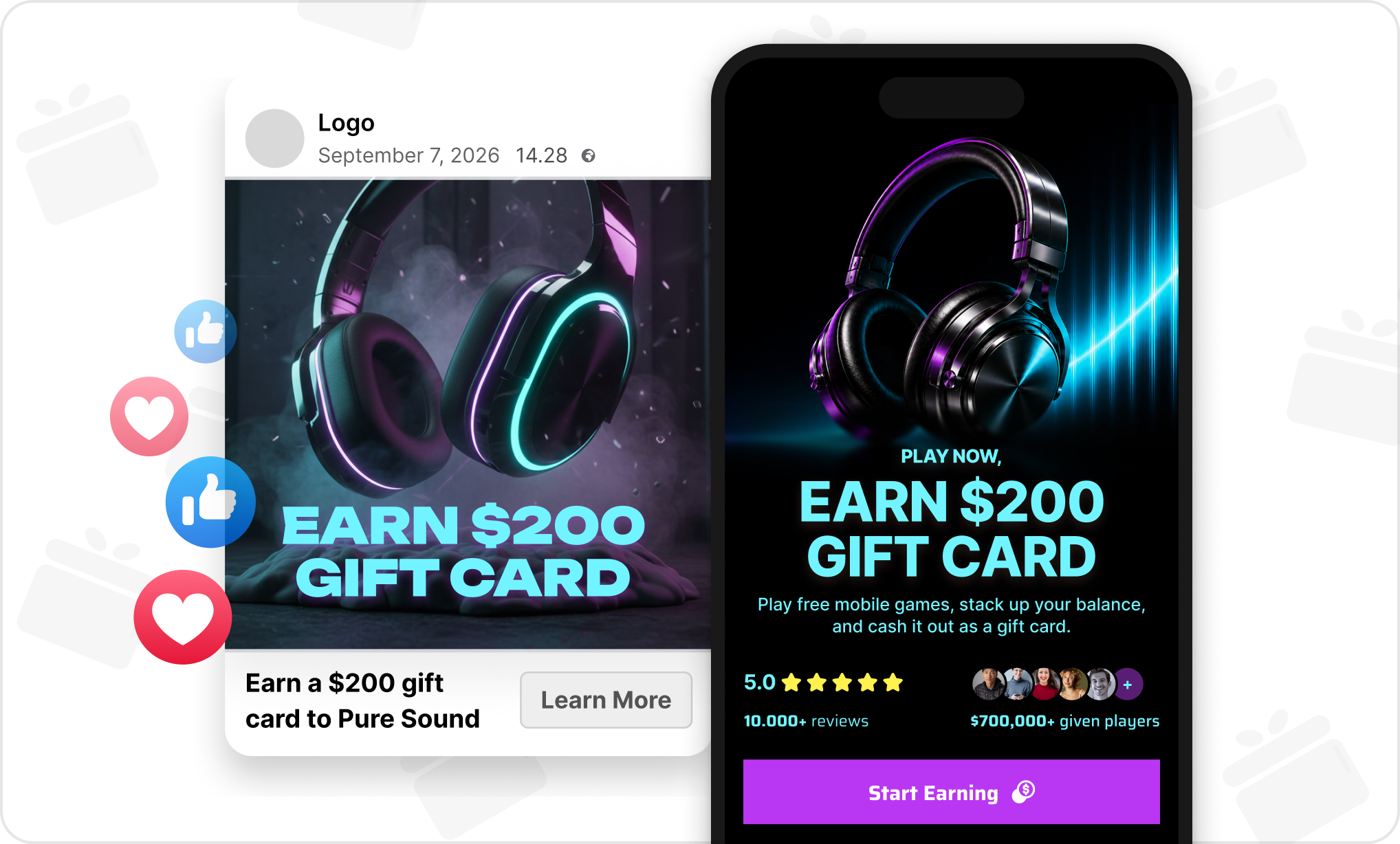 Phone mockup illustration showing the Rewards Flow